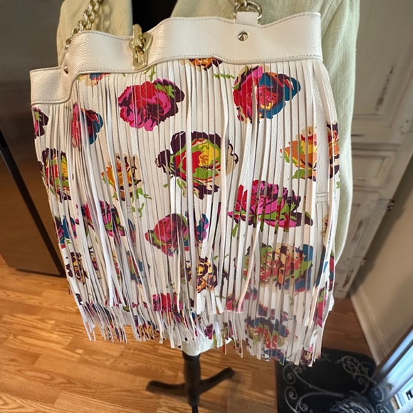 ANTHROPOLOGIE🌸BETSY JOHNSON Flower Fringe Leather Purse - Picture 7 of 7
